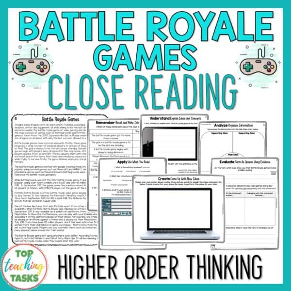 Fortnite Battle Royale Reading Activities