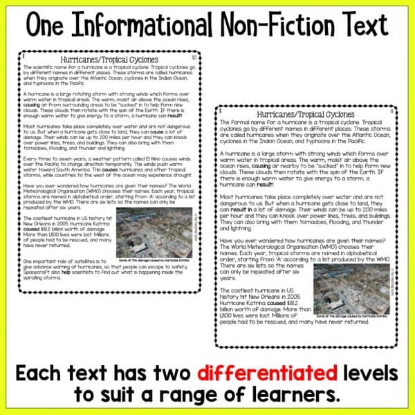 Hurricanes and Tropical Cyclones Reading Comprehension Passages and