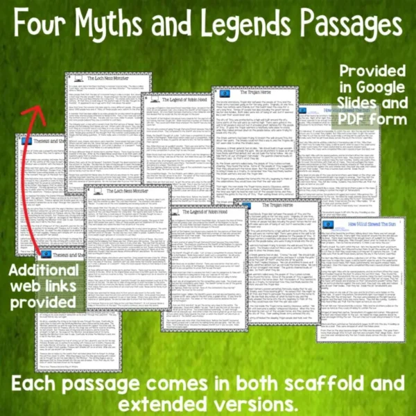 Myths and Legends Digital Reading Comprehension b Myths and Legends Digital Reading Comprehension b