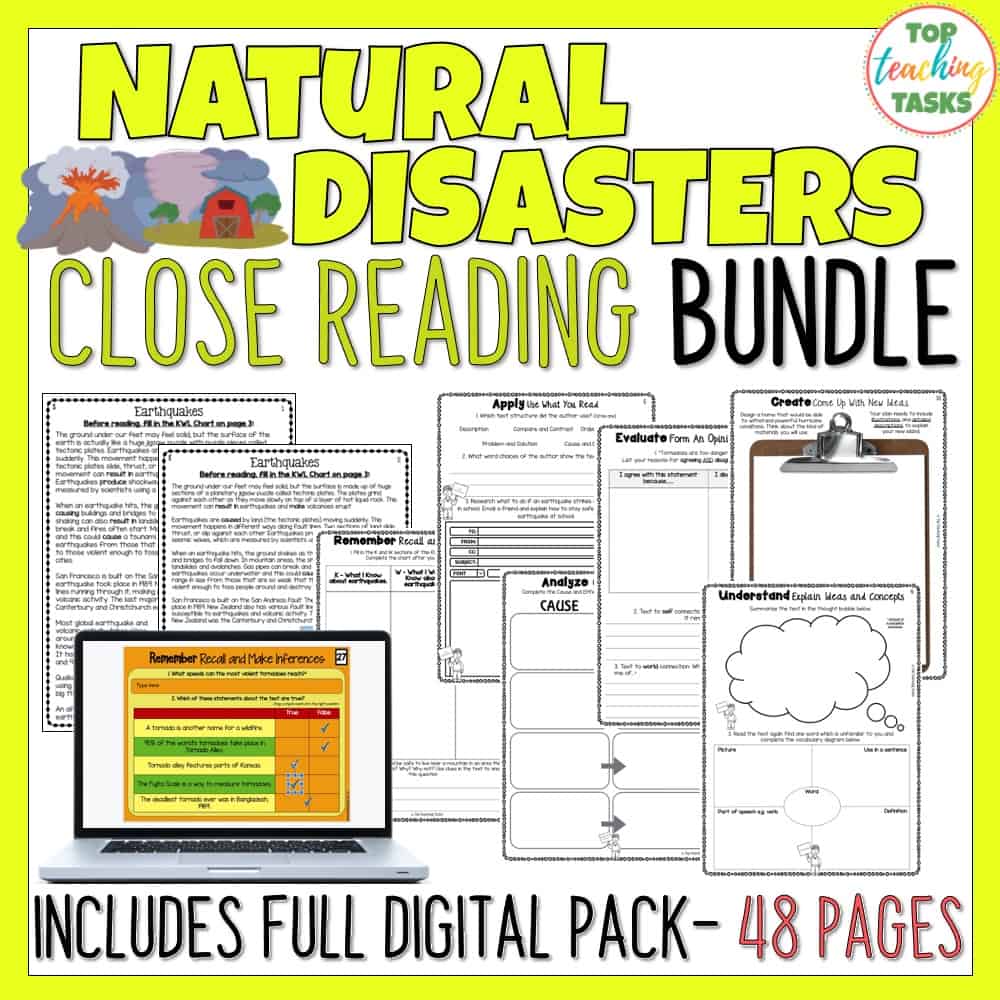 Natural Disasters Reading Comprehension Passages And Questions BUNDLE ...