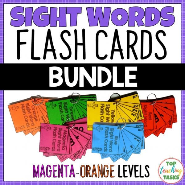 New Zealand Sight Words Flash Cards for Magenta to Orange Levels