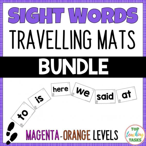 New Zealand Sight Words Travelling Mats Magenta to Orange Levels