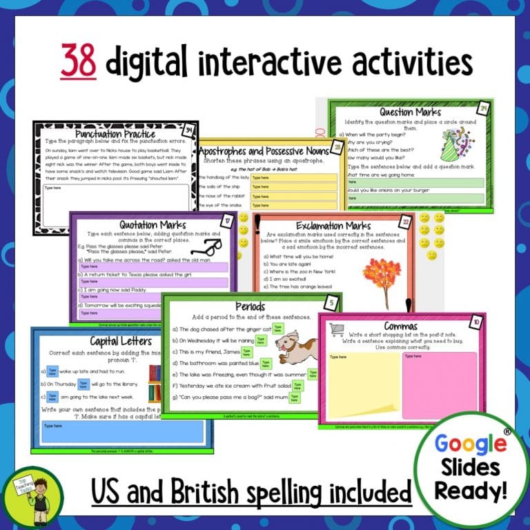 Punctuation Digital Task Cards Paperless Google Drive® Resource - Top ...