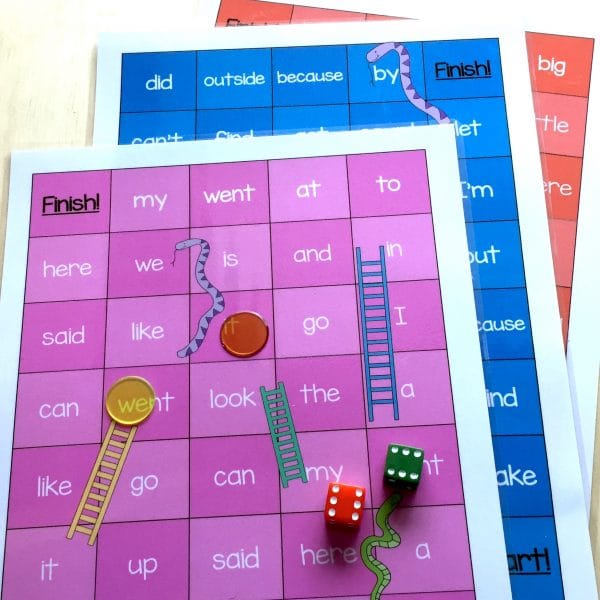 Sight Words Snakes and Ladders Magenta to Orange Levels 1 1