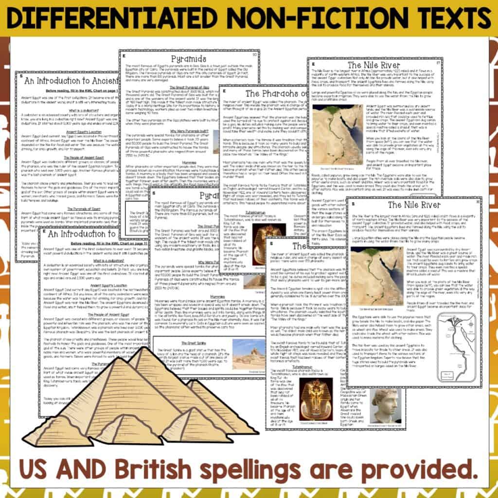 Ancient Egypt Reading Comprehension Passages And Questions BUNDLE - Top ...