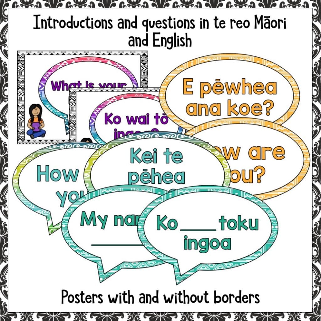 Te Reo Maori Greetings, Introductions and Farewells Classroom Display