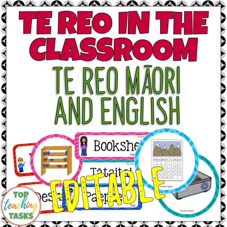Te Reo in the Classroom Multipurpose Te Reo and English Cards EDITABLE