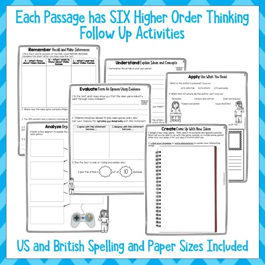 Video Games Reading Comprehension Passages and Questions Bundle c Video Games Reading Comprehension Passages and Questions Bundle c