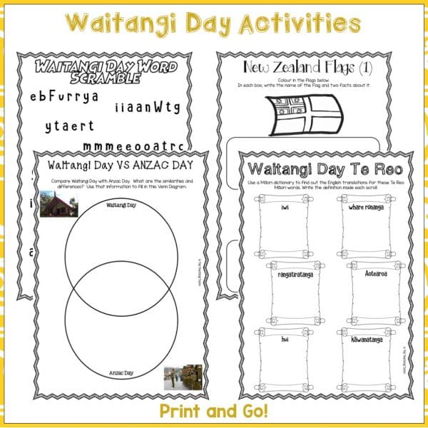 Waitangi Day Print and Go Activity Pack for The Treaty of Waitangi one 1
