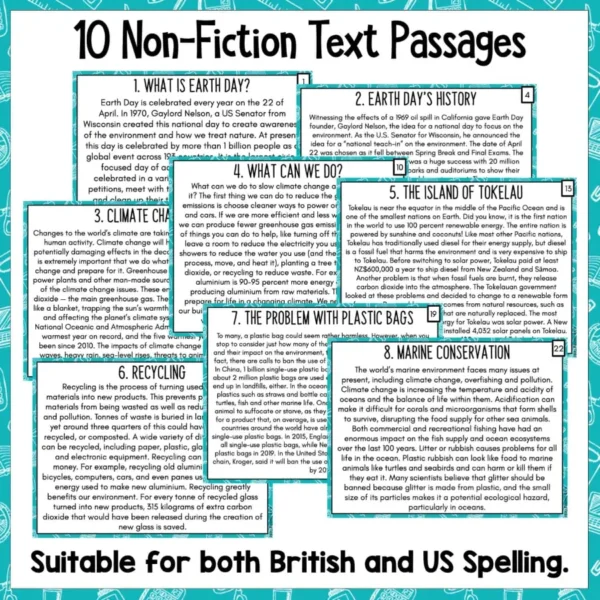 Earth Day Reading Comprehension Puzzle Activity d Earth Day Reading Comprehension Puzzle Activity d