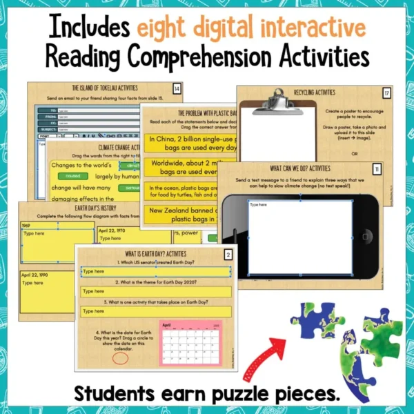 Earth Day Reading Comprehension Puzzle Activity e Earth Day Reading Comprehension Puzzle Activity e