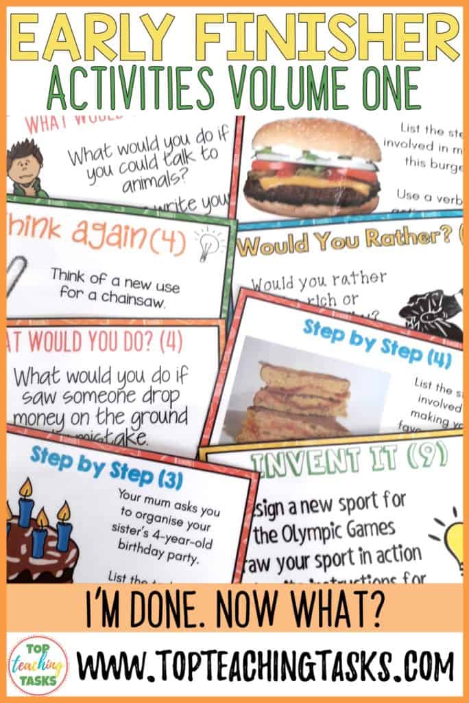 Early Finishers Activities. These Early Finisher Task Cards Volume One