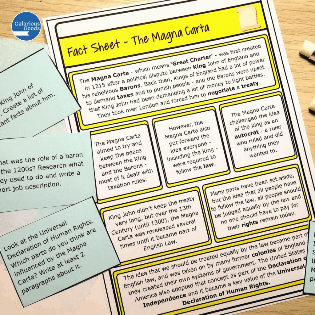 Magna Carta Fact Sheet - literature curriculum resources