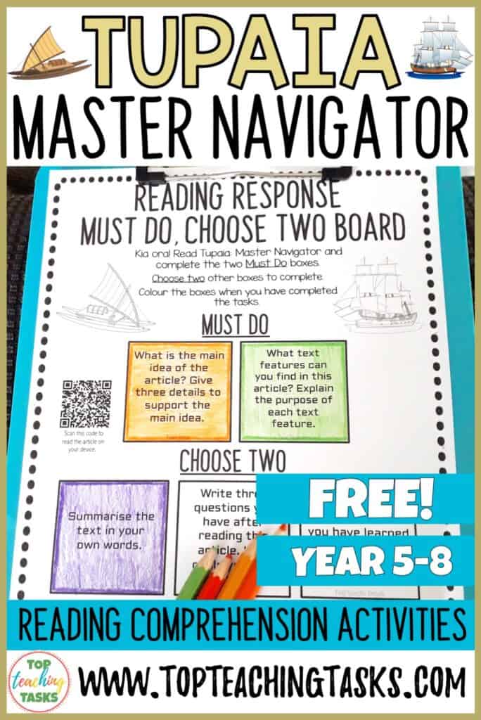 During October, New Zealand is commemorating 250 years since the first onshore meetings between Māori and Europeans. An important, but lesser-known, figure in this part of New Zealand’s history is the navigator and high priest Tupaia. This Tupaia Reading Response activity includes a print-and-go worksheet set out in a Must Do, Choose Two style. Build independence and student through choice.