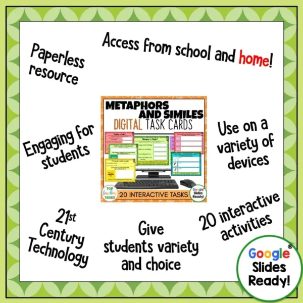 Similes and Metaphors Figurative Language Digital Task Cards Similes and Metaphors Figurative Language Digital Task Cards