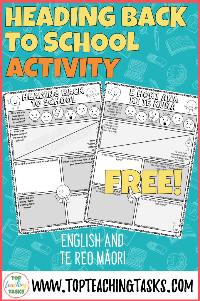 Heading back to school free resource I've put together a free one-page worksheet to help students get down their thoughts and feelings about the lockdown and heading back to school This free worksheet is provided in both English and Te Reo Māori, and I have also provided a blank version in case you would rather use your own sub-heading. Feel free to insert it into Google Slides or Seesaw and add text boxes!