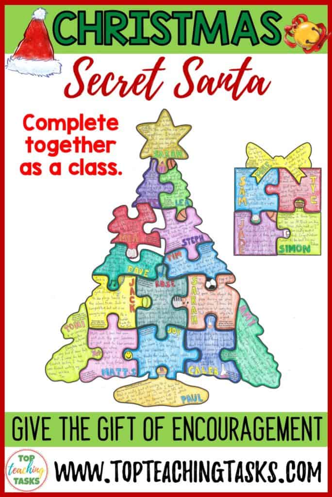 Celebrate Christmas and promote a classroom culture of encouragement with our Christmas Secret Santa Collaborative Puzzle. Students take part in a “Secret Santa” game to create a collaborative jigsaw puzzle. This puzzle serves as a visual reminder of the power of encouragement, while also reinforcing the ideas of teamwork and classroom unity. Display the amazing puzzle and wow your school!