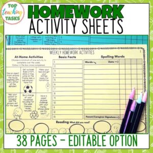 Homework activity sheets