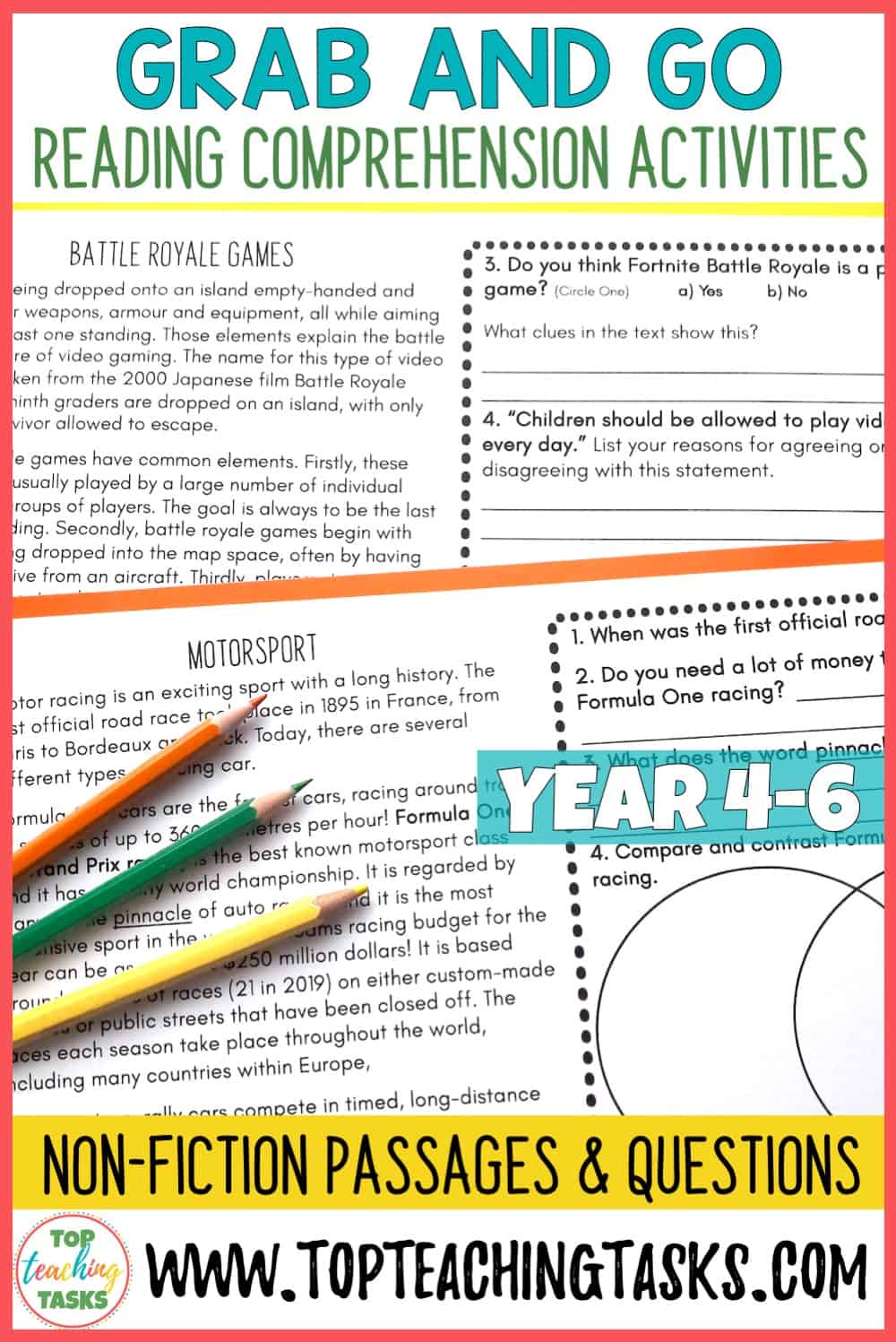 Non Fiction Reading Comprehension. You can grab these reading comprehension activities and relax because we’ve done the hard work for you! This resource features 20 engaging non-fiction texts and a wealth of reading comprehension strategies. Higher-order thinking questions challenge students to read deep and think critically about the passages.