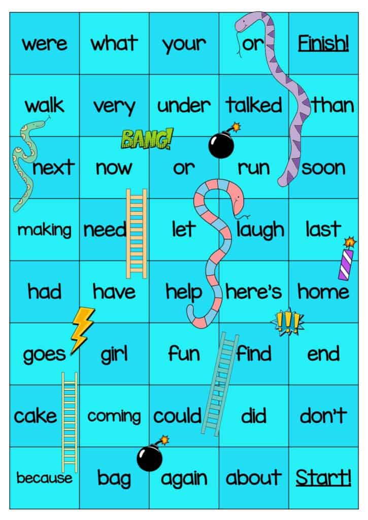 Sight Words Snakes and Ladders Magenta to Orange Levels - Top Teaching ...