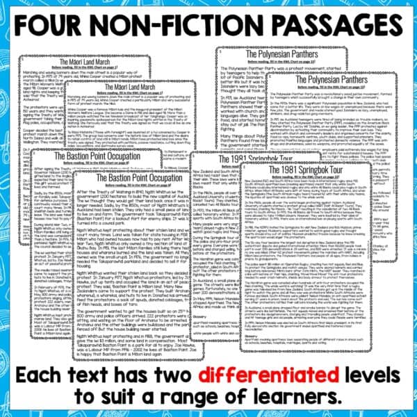 NZ Protests reading comprehension activities 2