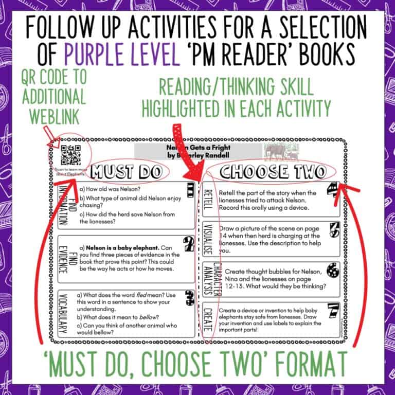 Purple PM Reader Activities Level 19 and 20 Year 3 and 4 New Zealand