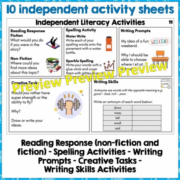 Independent Literacy Activities Years 2 4 set two 1 Independent Literacy Activities Years 2 4 set two 1