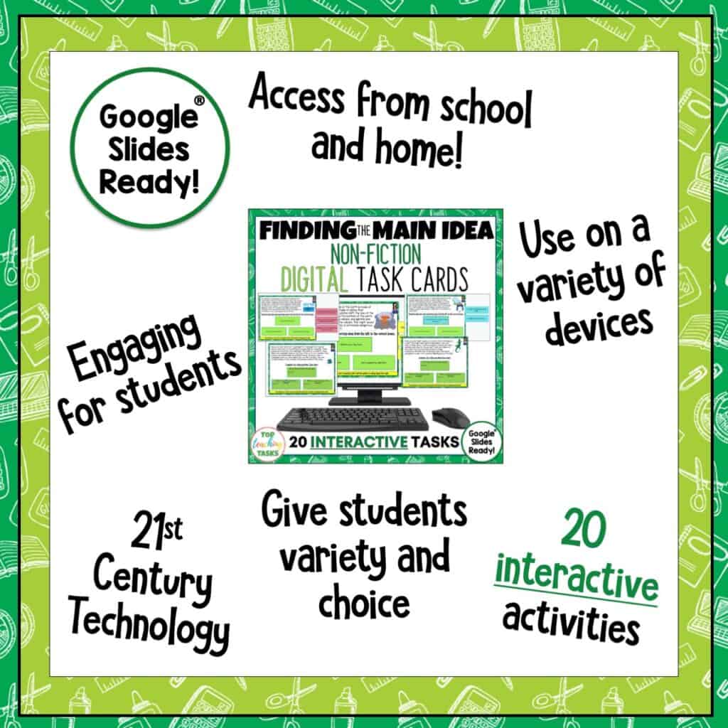 Finding the Main Idea Digital Activities for Google Classroom | Reading ...