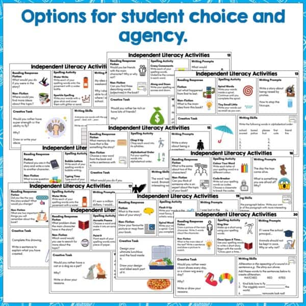 Independent Literacy Activites Year 2-4 bundle b Independent Literacy Activites Year 2-4 bundle b