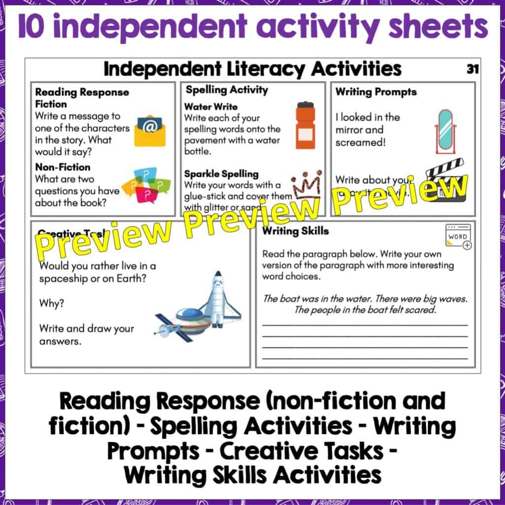 Independent Literacy Activities Year 2-4 Set Four | Spelling and ...