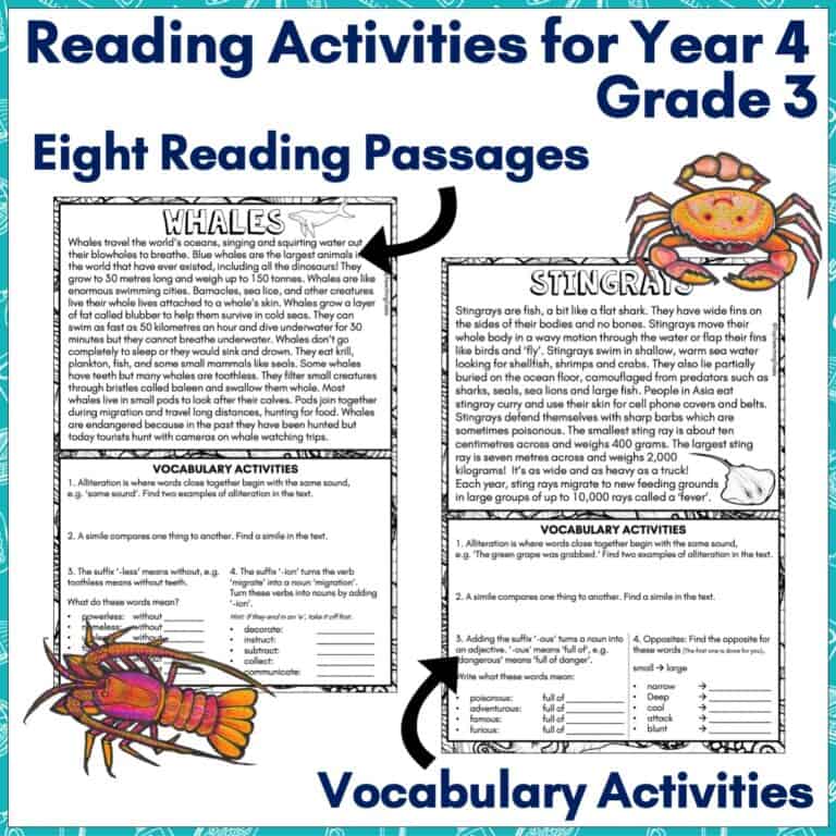 Ocean Animals Reading Comprehension Activities for Year 4 - Top ...