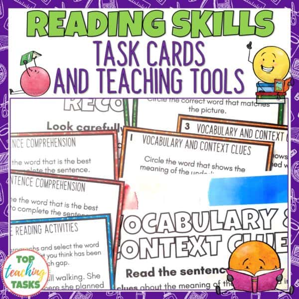 Reading Skills Task Cards and Teaching Tools a