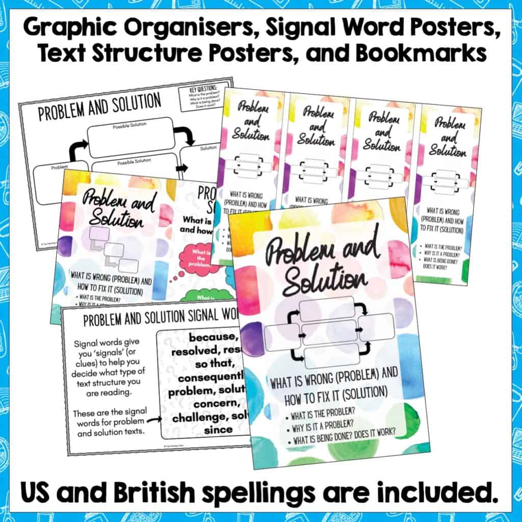 Problem and Solution Text Structure Passages, Graphic Organisers and ...