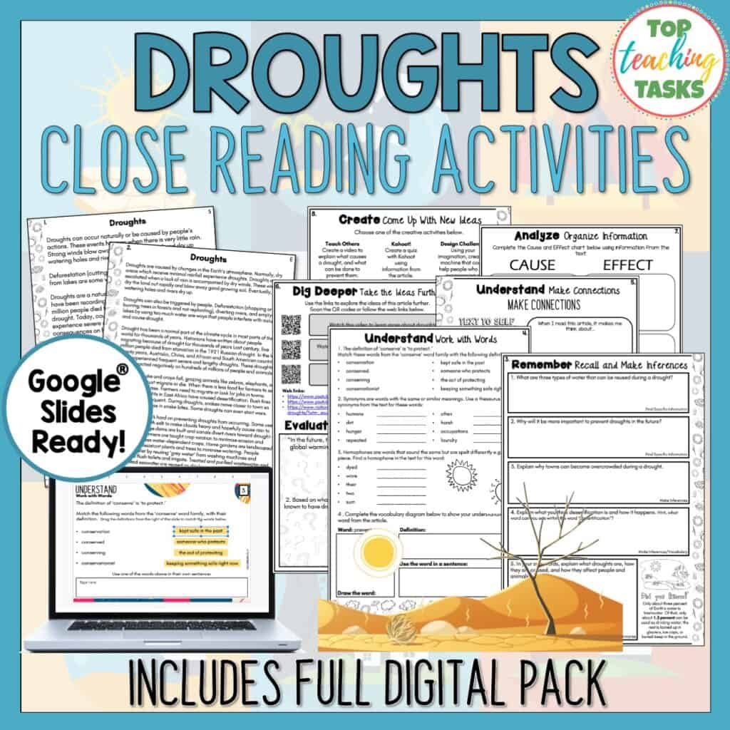 Natural Disasters Reading Comprehension Natural Disasters Activities