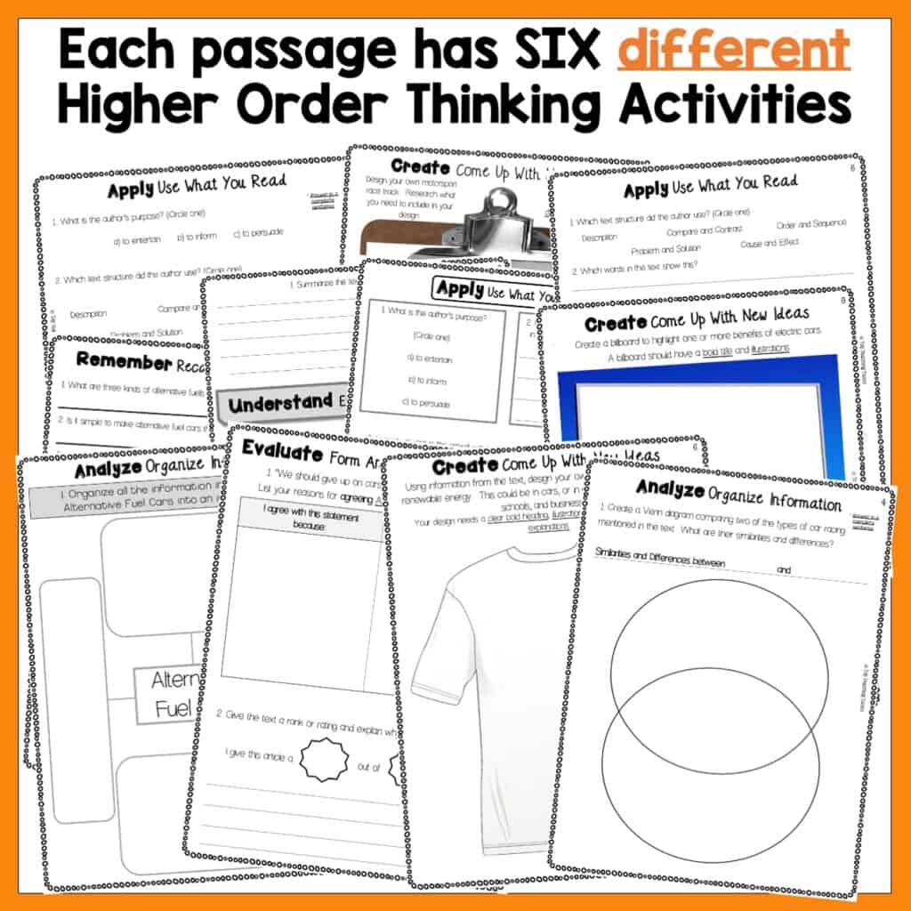 Cars Reading Comprehension Passages and Questions Bundle - Top Teaching ...