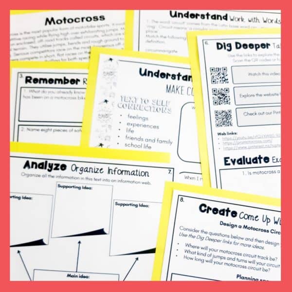 Motocross Reading Comprehension Activities 4 Motocross Reading Comprehension Activities 4