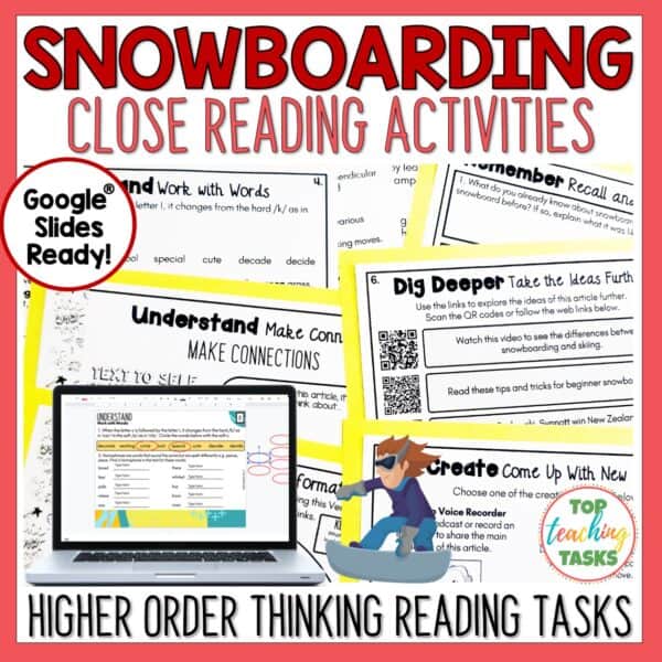 Snowboarding Reading Comprehension Activities