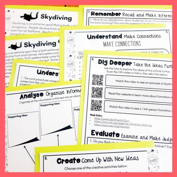 Extreme Sports Reading Activities Bundle k Extreme Sports Reading Activities Bundle k