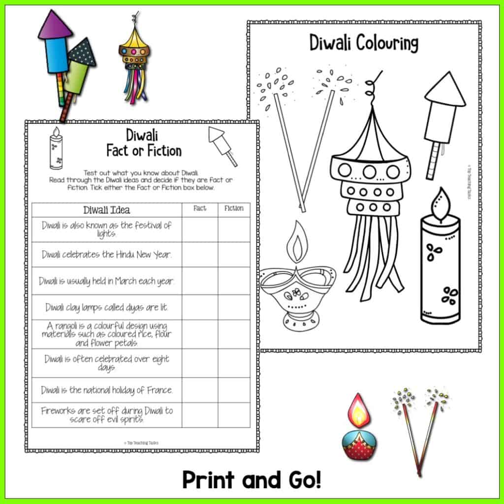 diwali holiday homework for class 1