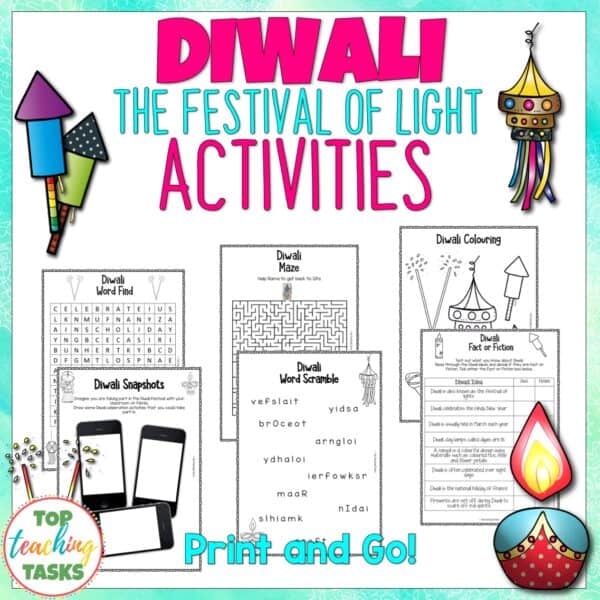 Diwali Festival of Lights Print and Go Literacy Activities