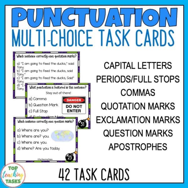 Punctuation Multichoice Task Cards