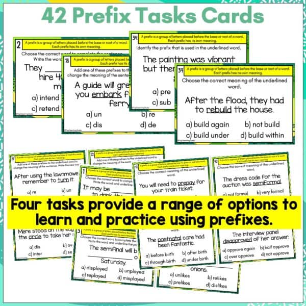 Prefixes, Suffixes and Greek and Latin Root Word Task Cards Bundle a Prefixes, Suffixes and Greek and Latin Root Word Task Cards Bundle a