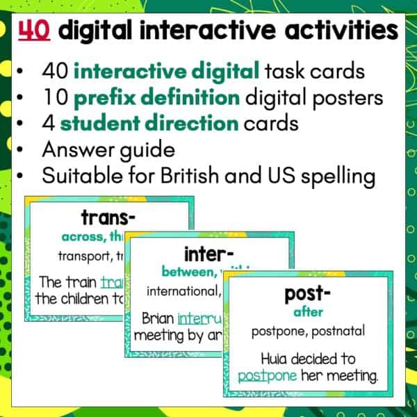 Prefixes Volume Two Digital Task Cards a Prefixes Volume Two Digital Task Cards a