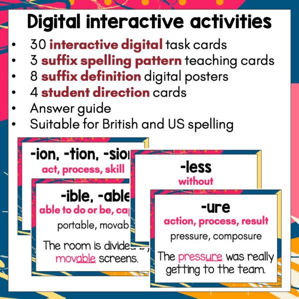 Suffixes Volume Two Digital Task Cards a Suffixes Volume Two Digital Task Cards a