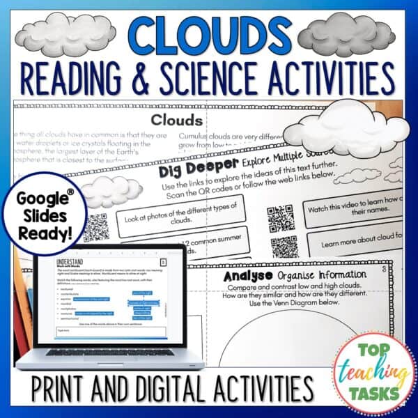 Clouds Reading and Science Activities