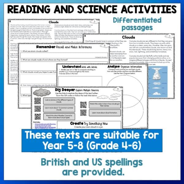 Clouds Reading and Science Activities b Clouds Reading and Science Activities b