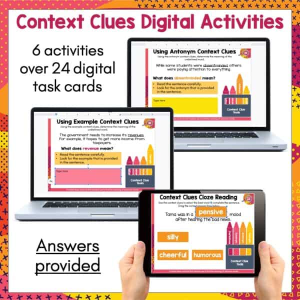 Context Clues Digital Task Cards a Context Clues Digital Task Cards a