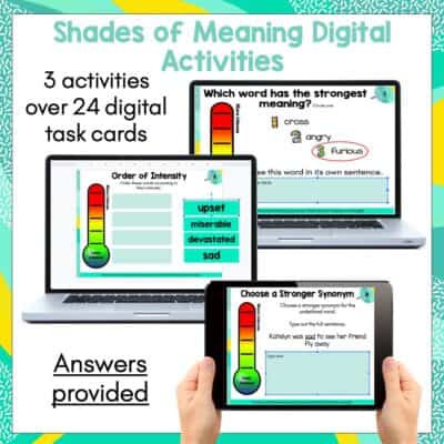 Shades of Meaning Digital Task Card Activities - Semantics Activities - Top Teaching Tasks