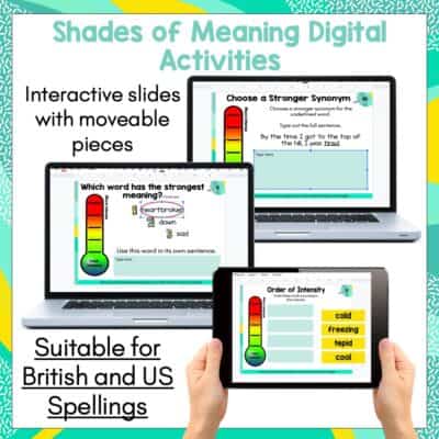 Shades of Meaning Digital Task Card Activities - Semantics Activities - Top Teaching Tasks