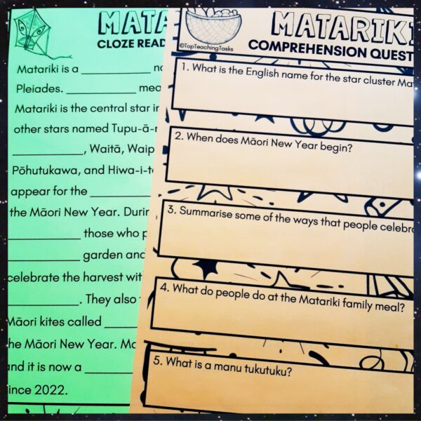Matariki Reading Comprehension and Literacy Activities Year 2-4 Bundle e Matariki Reading Comprehension and Literacy Activities Year 2-4 Bundle e